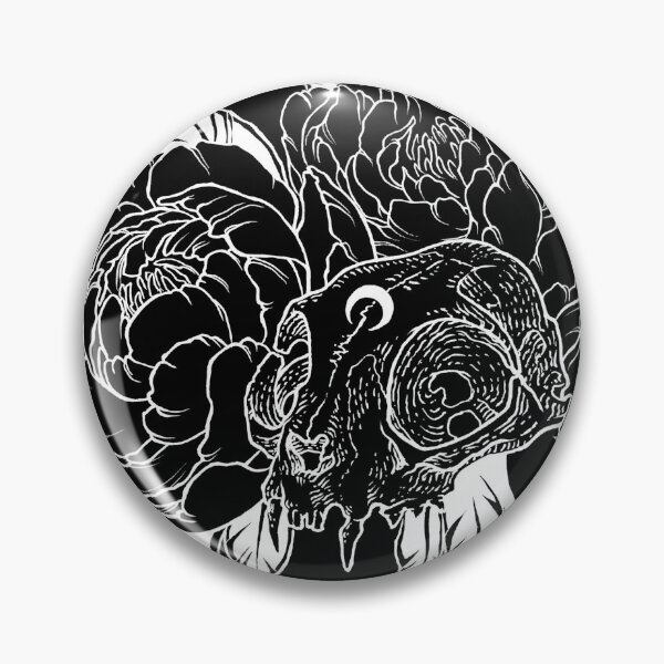 Item preview, Cat Skull with Peonies - White Line designed and sold by Mar del Valle.