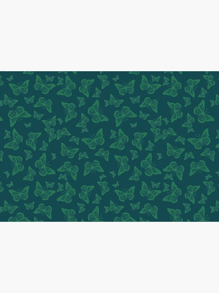 Dark Green Monarch Butterflies Silhouette Pattern by RootSquare