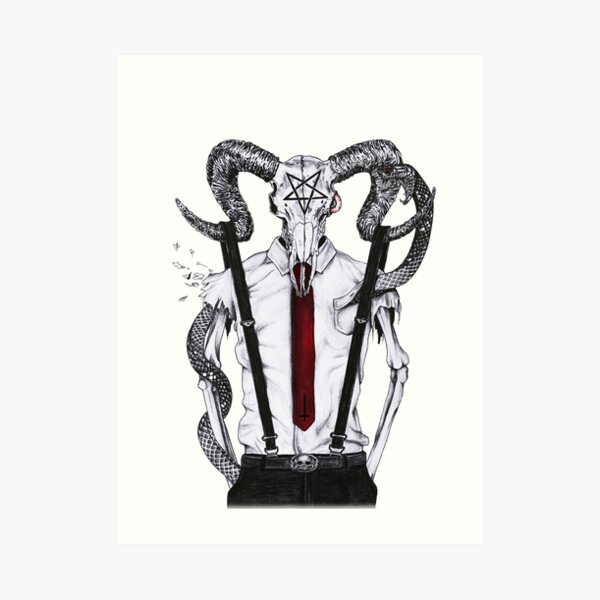 Goat skull with snake - No.1 Art Print