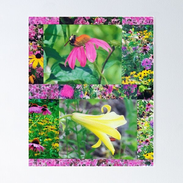 Item preview, Floral Garden Collage with Bumblebee designed and sold by myrubiogarden.