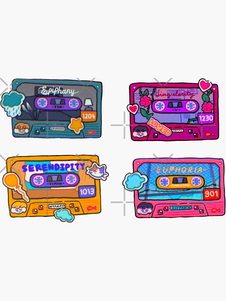 BTS solos casette tape flower stickers PT 1 by mxxganquinzx