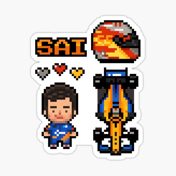 Vista previa del artículo con la obra «Pixel Carlos Sainz Jr. F1 2020», diseñado y vendido por hyonibee.