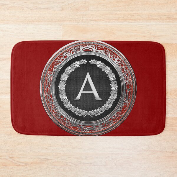 Item preview, A - Silver on Black Vintage Monogram in Oak Wreath over Red Velvet designed and sold by Serge Averbukh Art Studio.