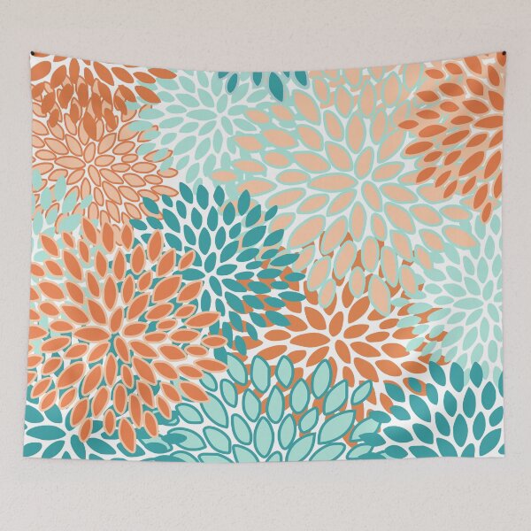Item preview, Floral Prints, Orange and Teal, Abstract Art designed and sold by meggydesigns.