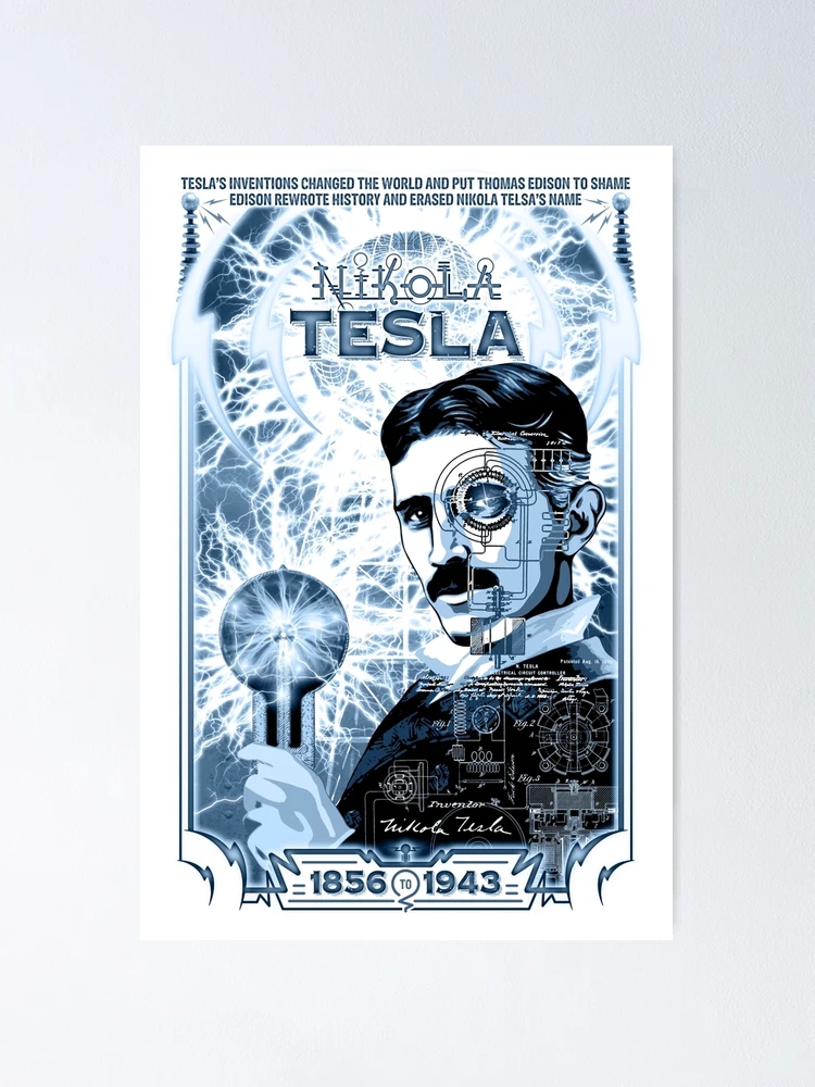 Nikola Tesla Poster. 12x18. Inventor. Thomas Edison. Historical Art. Ac/dc.  Kraft Paper. Knoxville. Tennessee. Art. 