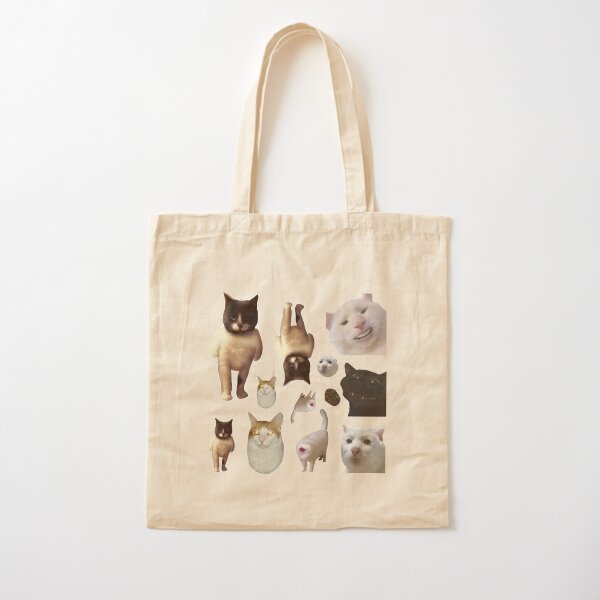 Pack of 12 Cat Memes Sticker Combo - MORE Obscure Cursed Cat Memes 2 Cotton Tote Bag