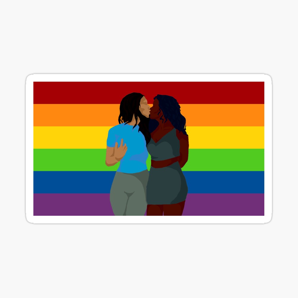 Rainbow flag girls kissing