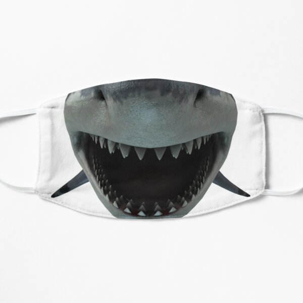 White Shark Face Masks Redbubble - swimming version of mr bruce jaws roblox