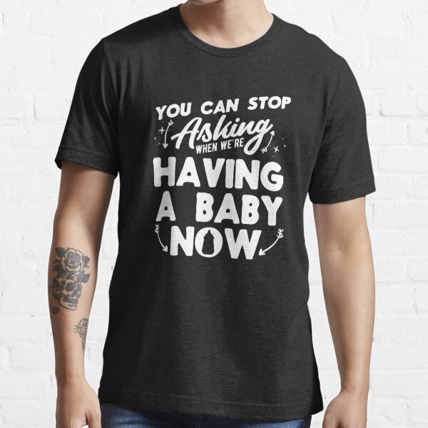 Elliefont Styles You Can Stop Guessing Now Funny Pregnancy Announcement Shirt Graphic Tee LG / White