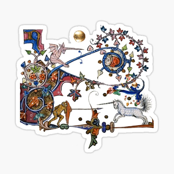 Item preview, WEIRD MEDIEVAL BESTIARY WAR,UNICORNS FIGHTING MONKEY WARRIOR AND MONSTER by Bulgan Lumini designed and sold by BulganLumini.
