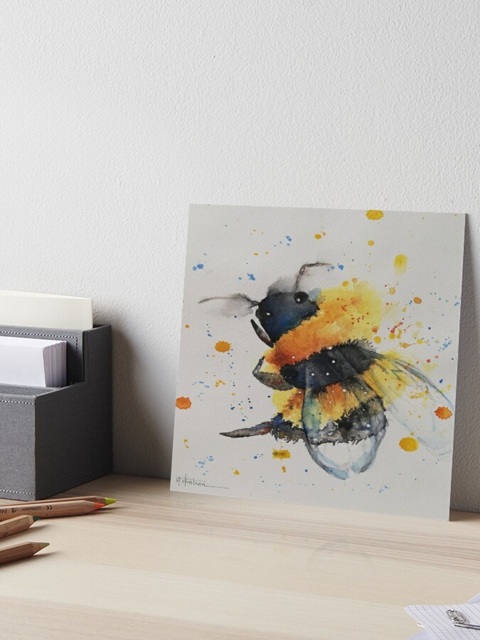 Watercolor bee Art Board Print by Maryse-Montron