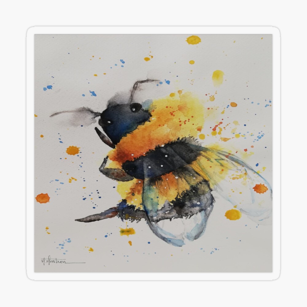 Watercolor bee Art Board Print by Maryse-Montron