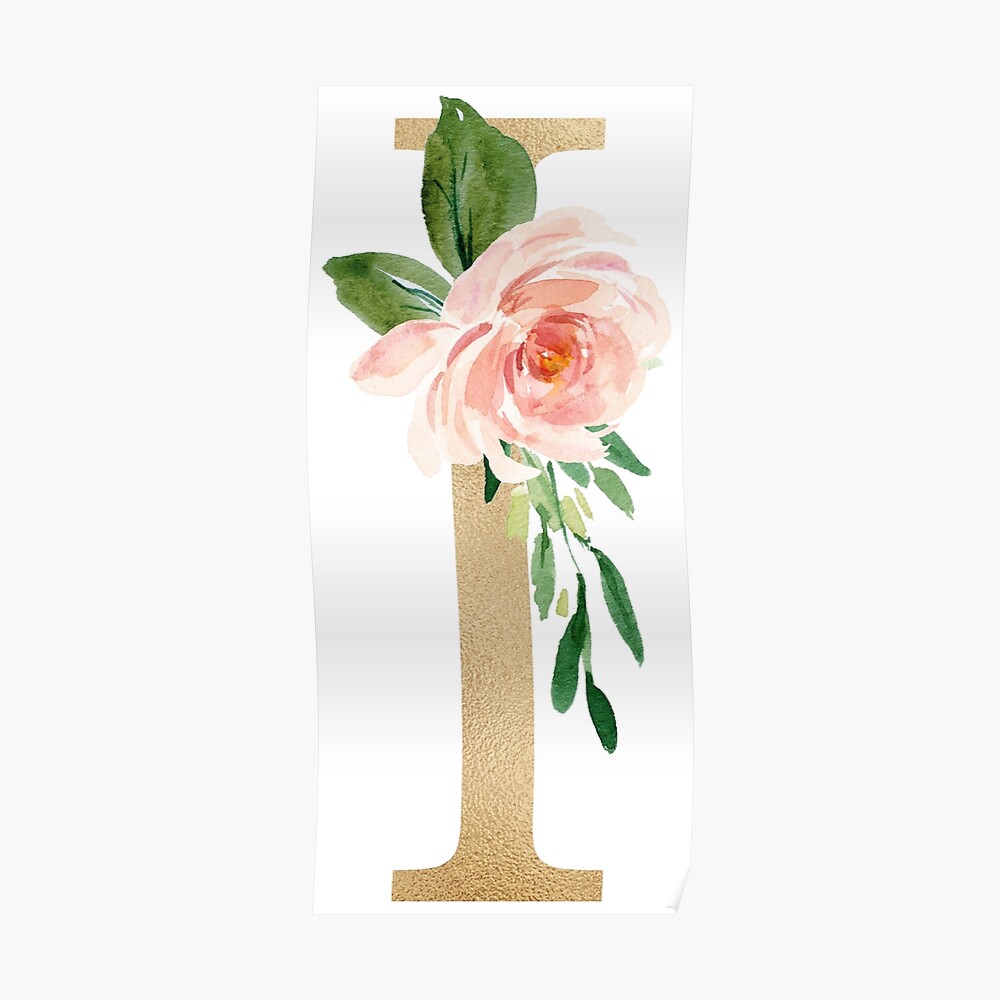 Feminine Faux Gold Foil Floral Letter M Monogram Square Sticker