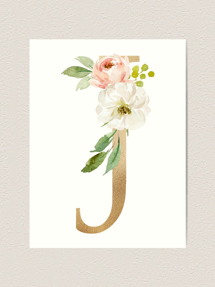 Feminine Faux Gold Foil Floral Letter M Monogram Square Sticker