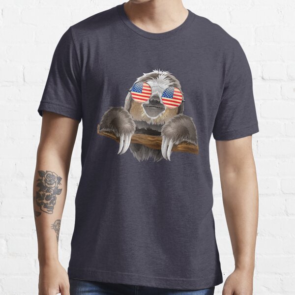 Sloth with glasses, american flag Essential T-Shirt