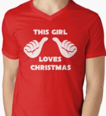 This Girl Loves Christmas Shirt Red Men's V-Neck T-Shirt