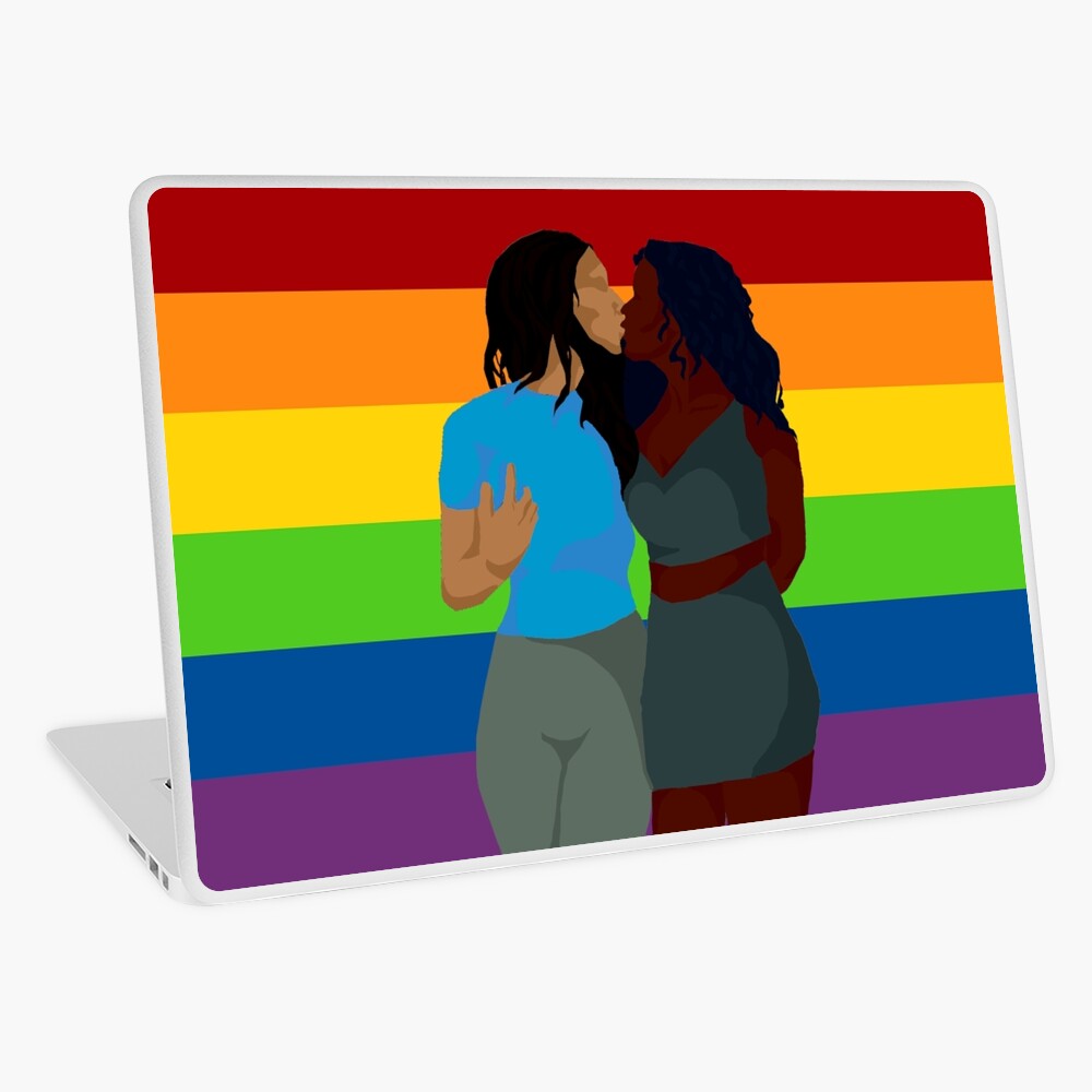 Rainbow flag girls kissing