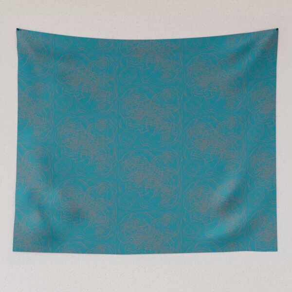 Item preview, Abstract Botanical Pattern on Turquoise Blue designed and sold by Nugget Of Happiness.