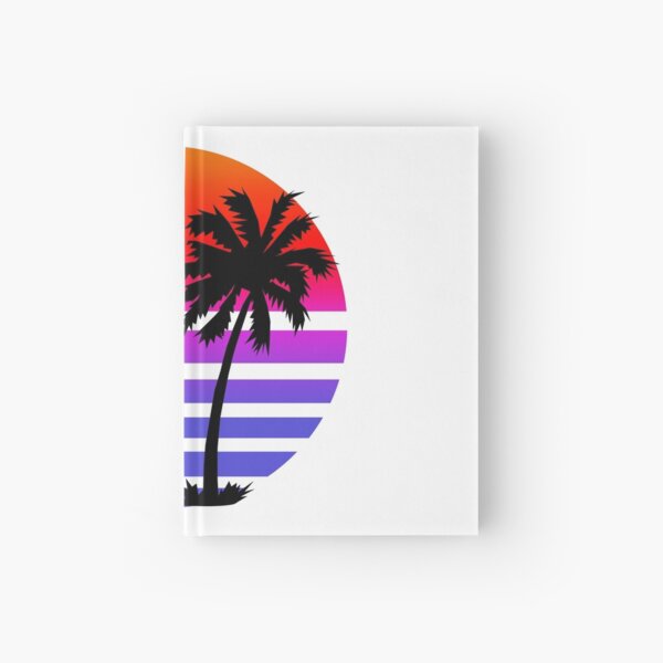 Retro Sunset Palm Trees Hardcover Journal