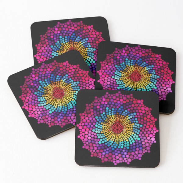 Item preview, 7 Chakra Color Dots Mandala - Black BG designed and sold by serenaking.