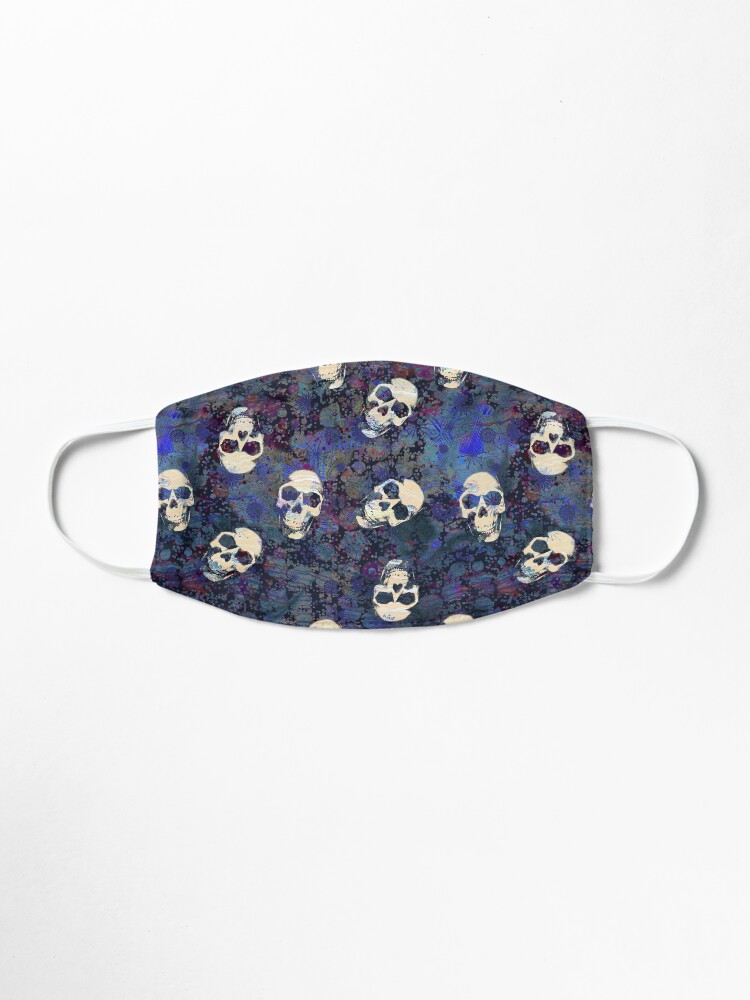 Alternate view of Blue and Black Grunge Weathered Old Human Skulls Pattern Mask