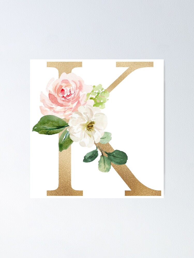 Gift Initials Monogram Nursery Art Letter X Printable Wall Art Instant Name Art Print Pink Watercolor Home Decor Floral Flowers