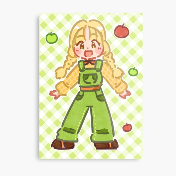 Apple Farm Girl (Plaid) Metal Print
