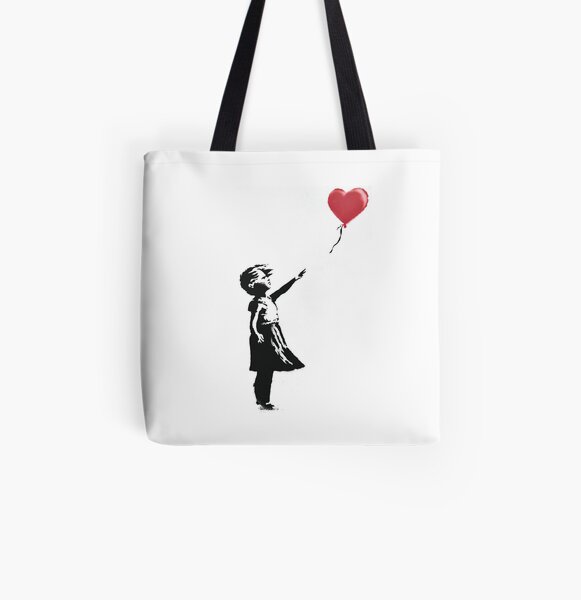 Fille Bansky avec ballon Tote bag doublé