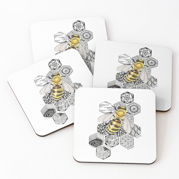 Item preview, Golden Honey Bee Doodle -white  designed and sold by mernstw.