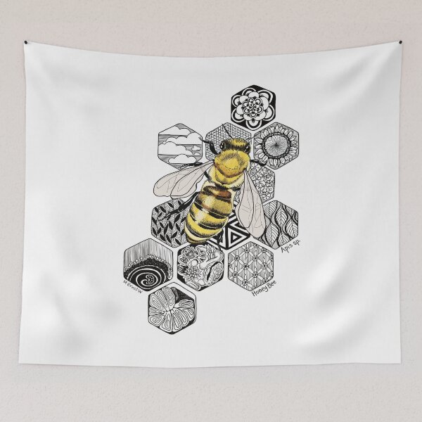 Item preview, Golden Honey Bee Doodle -white  designed and sold by mernstw.