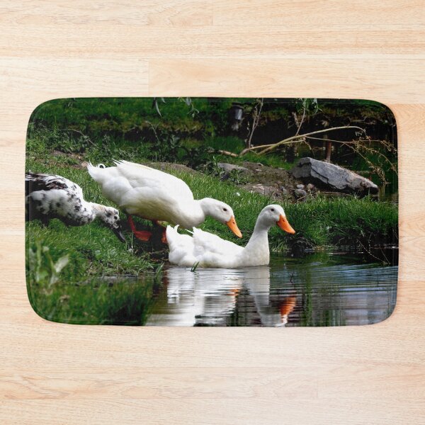 Item preview, white ducks swimming in a pond  designed and sold by Stephanie  Skeem.