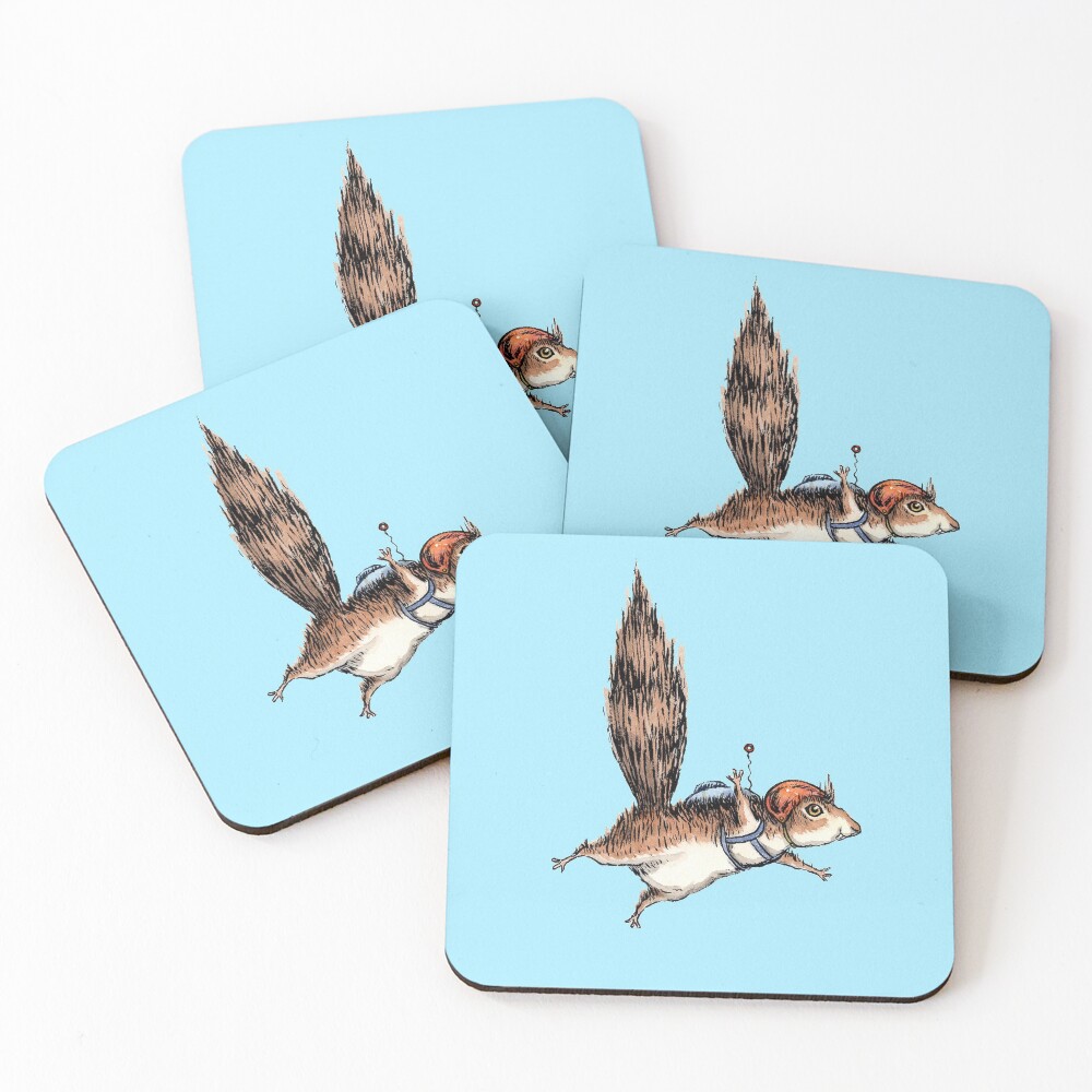 Skydiver Squirrel, Skydiving Adventure Design Coasters (Set of 4)