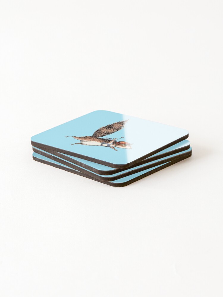 Alternate view of Skydiver Squirrel, Skydiving Adventure Design Coasters (Set of 4)