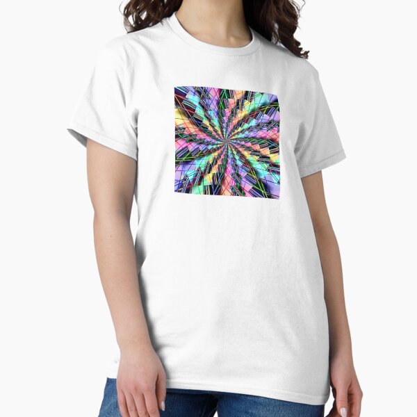 Happy Birthday Rainbow Abstract Art Spiral Fractal Pride LGBTQ Classic T-Shirt