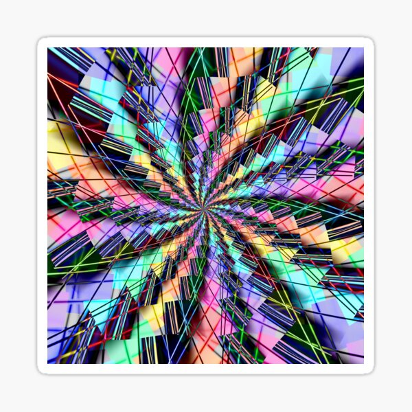 Happy Birthday Rainbow Abstract Art Spiral Fractal Pride LGBTQ Sticker