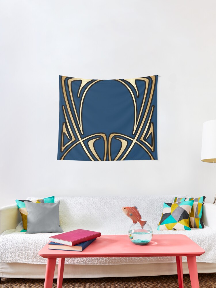 Art Nouveau Vintage Floral Belle Epoque Elegant Blue Gold Art Deco Modern Trendy Tapestry By Love999 Redbubble