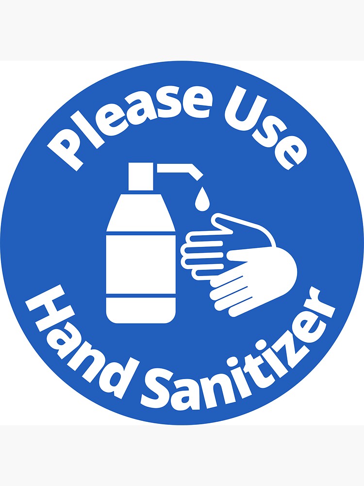 "Please Use Hand Sanitizer Rounded Sign, Blue and White" for