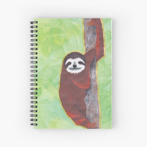 Sloth on Green Spiral Notebook