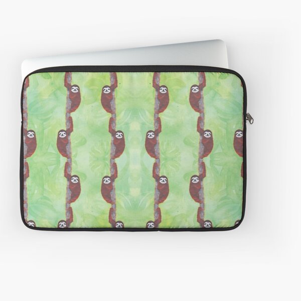 Sloth on Green Laptop Sleeve