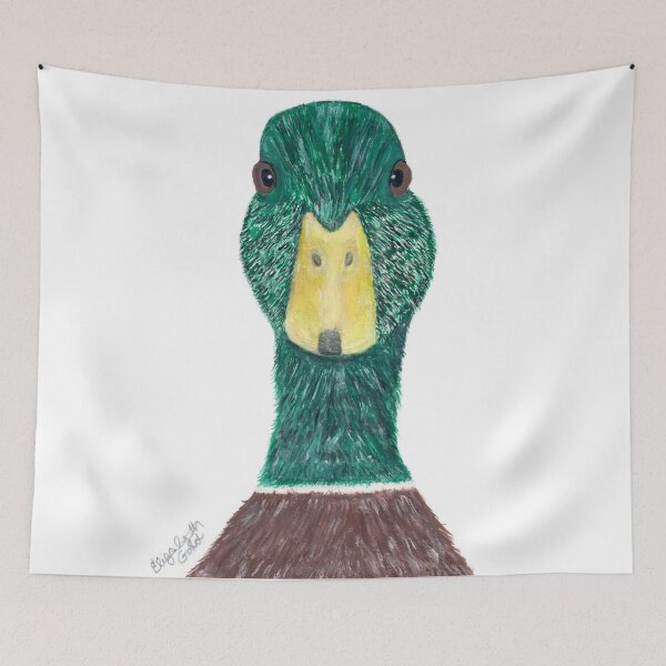 Item preview, Wild Green and Brown Male Mallard Duck with Yellow Beak Print...Quack! designed and sold by TheNativePigeon.