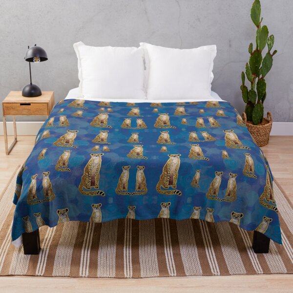 Cheetah on Blue Throw Blanket