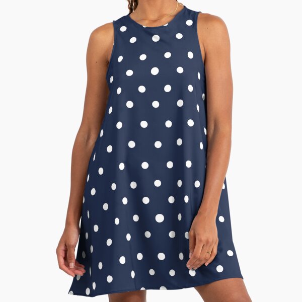 Navy Blue White Polka Dots" A-Line Dress for Sale by rewstudio | Redbubble