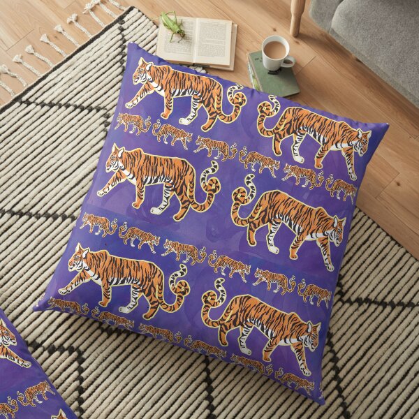 Tiger on Purple Floor Pillow