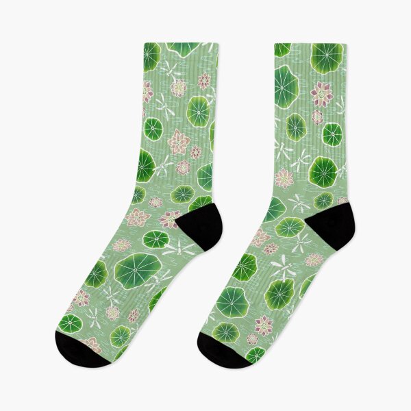Item preview, Lotus Daze Flitting Dragonflies and Blossoms Green and Pink designed and sold by SakuraSkies.