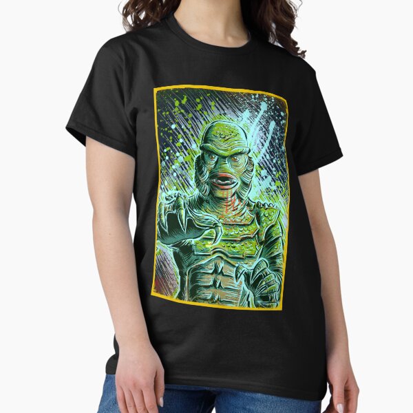 Item preview, La créature du lagon noir art print halloween monstre film horreur science fiction halloween noël lac monstres universels film noir et blanc joe badon designed and sold by Joe Badon.