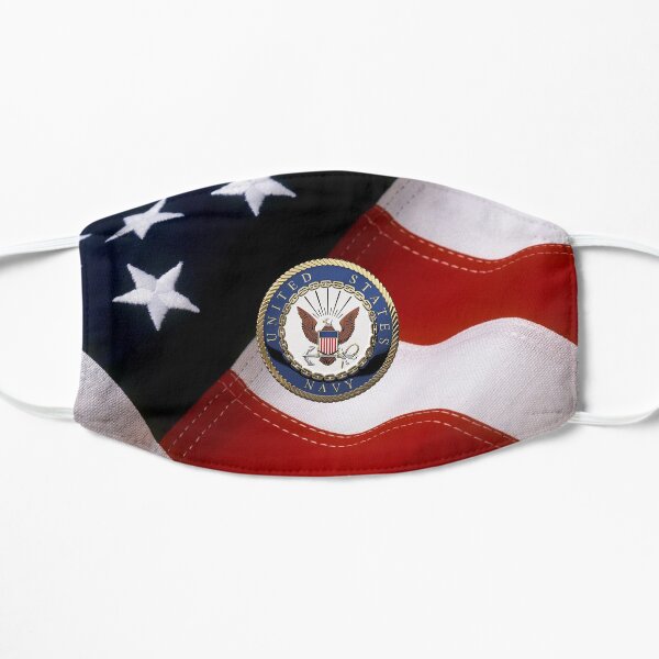 U.S. Navy - USN Emblem over American Flag Flat Mask