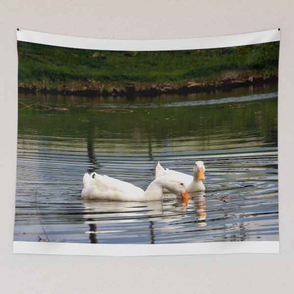Item preview, white ducks in a duck pond designed and sold by Stephanie  Skeem.