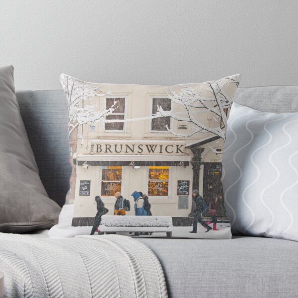 The Brunswick pub under the snow Throw Pillow