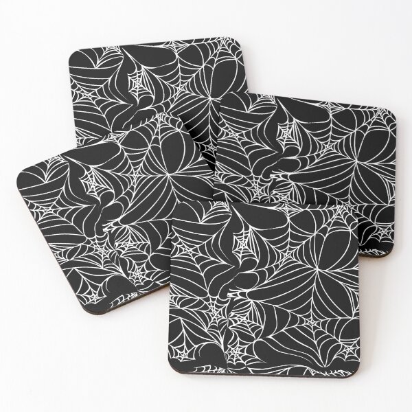 Halloween Spider Web mostly black pattern Coasters (Set of 4)