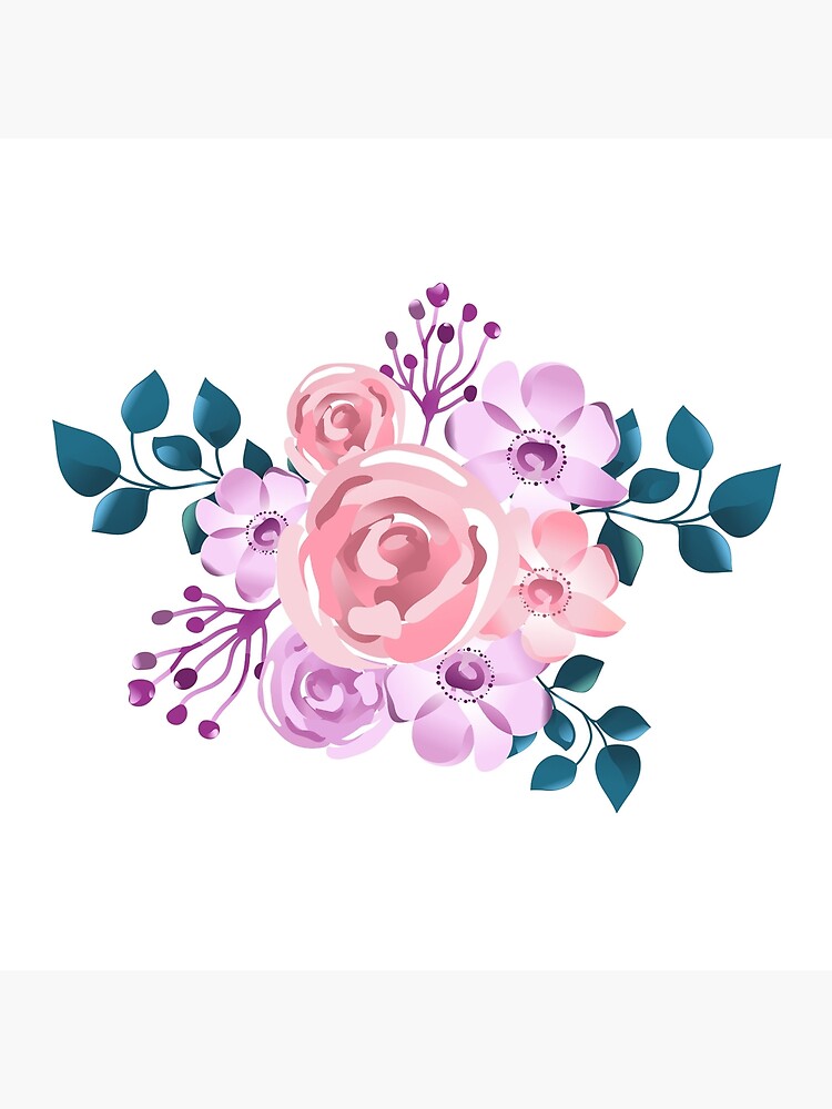 watercolor flowers in pink and purple on a transparent background